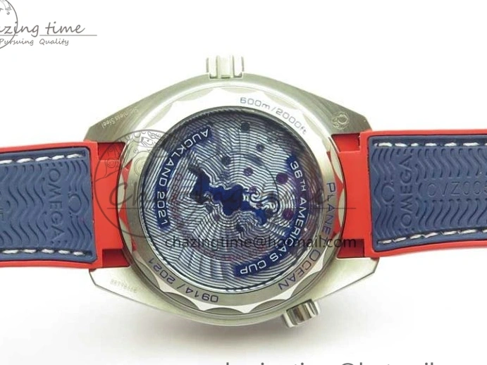 0117 Comfortable Planet Ocean 43.5mm America’s Cup VSF Best Edition White Dial On Blue Gummy Strap A 7900